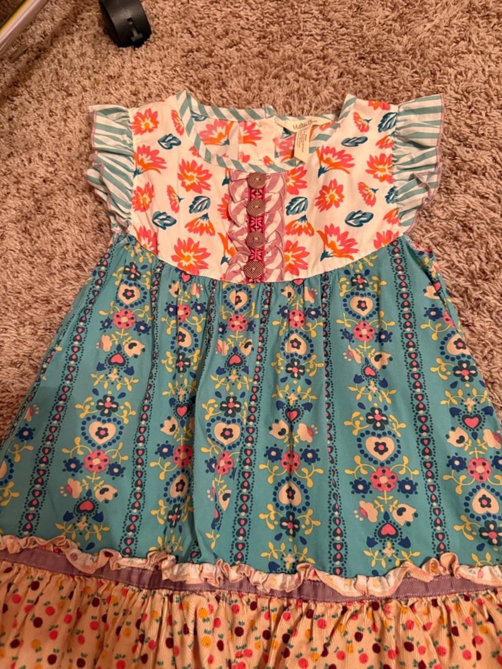 Matilda Jane Coral and Teal Floral Girls shirt
